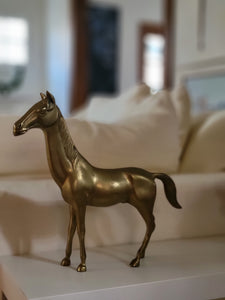 SOLD- Large Vintage Brass Equestrian Horse Statue