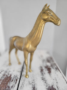 Large Vintage Brass Equestrian Horse Statue