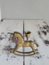 Load image into Gallery viewer, Brass Miniature Rocking Unicorn Candle Holder
